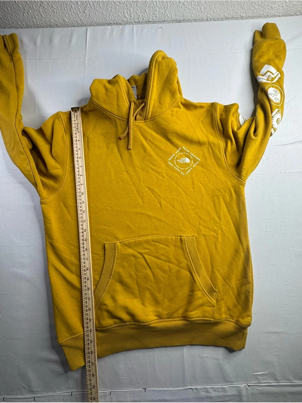 The North Face Men's Mustard Yellow Graphic Pullover Hoodie